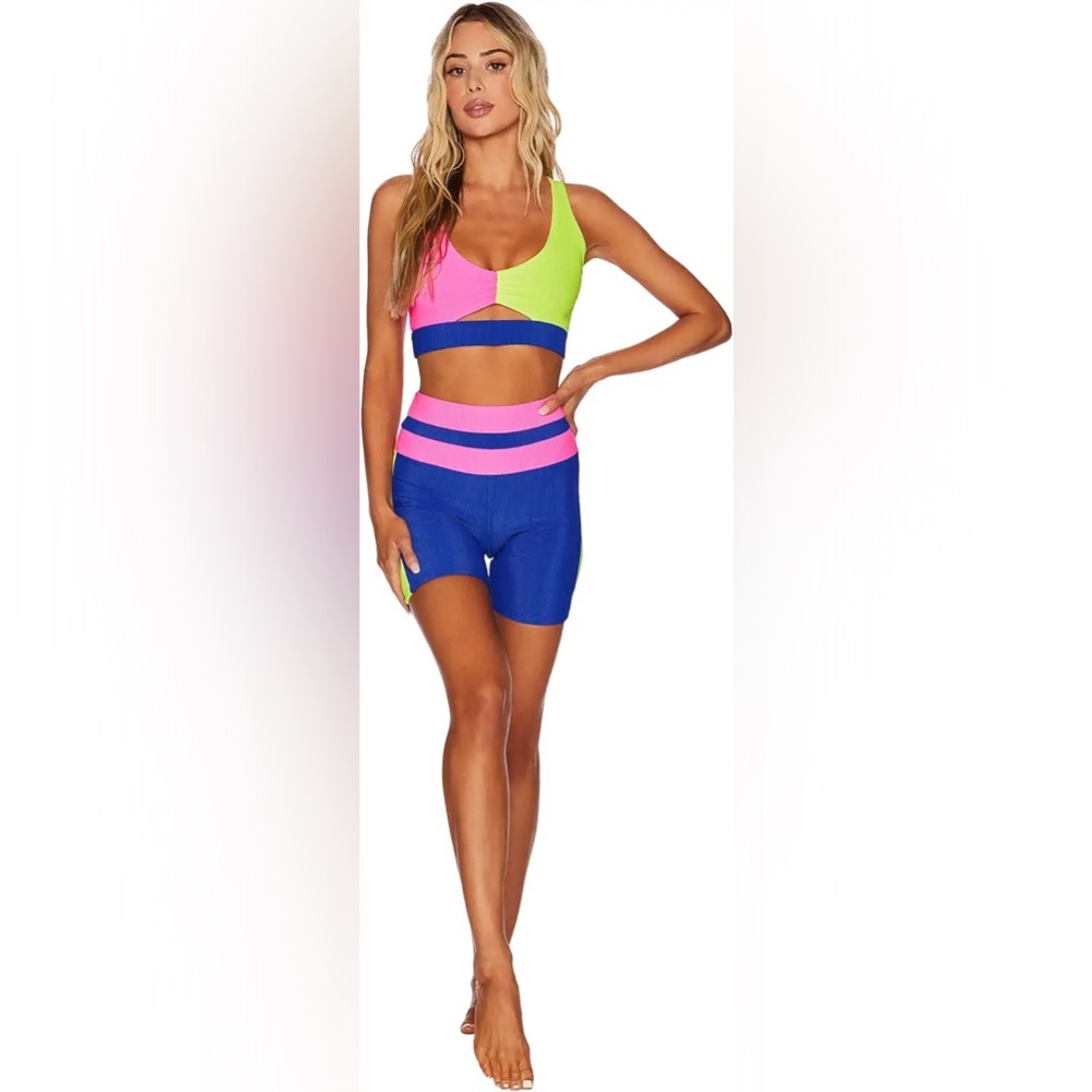 Beach Riot ribbed bike short and sports bra set